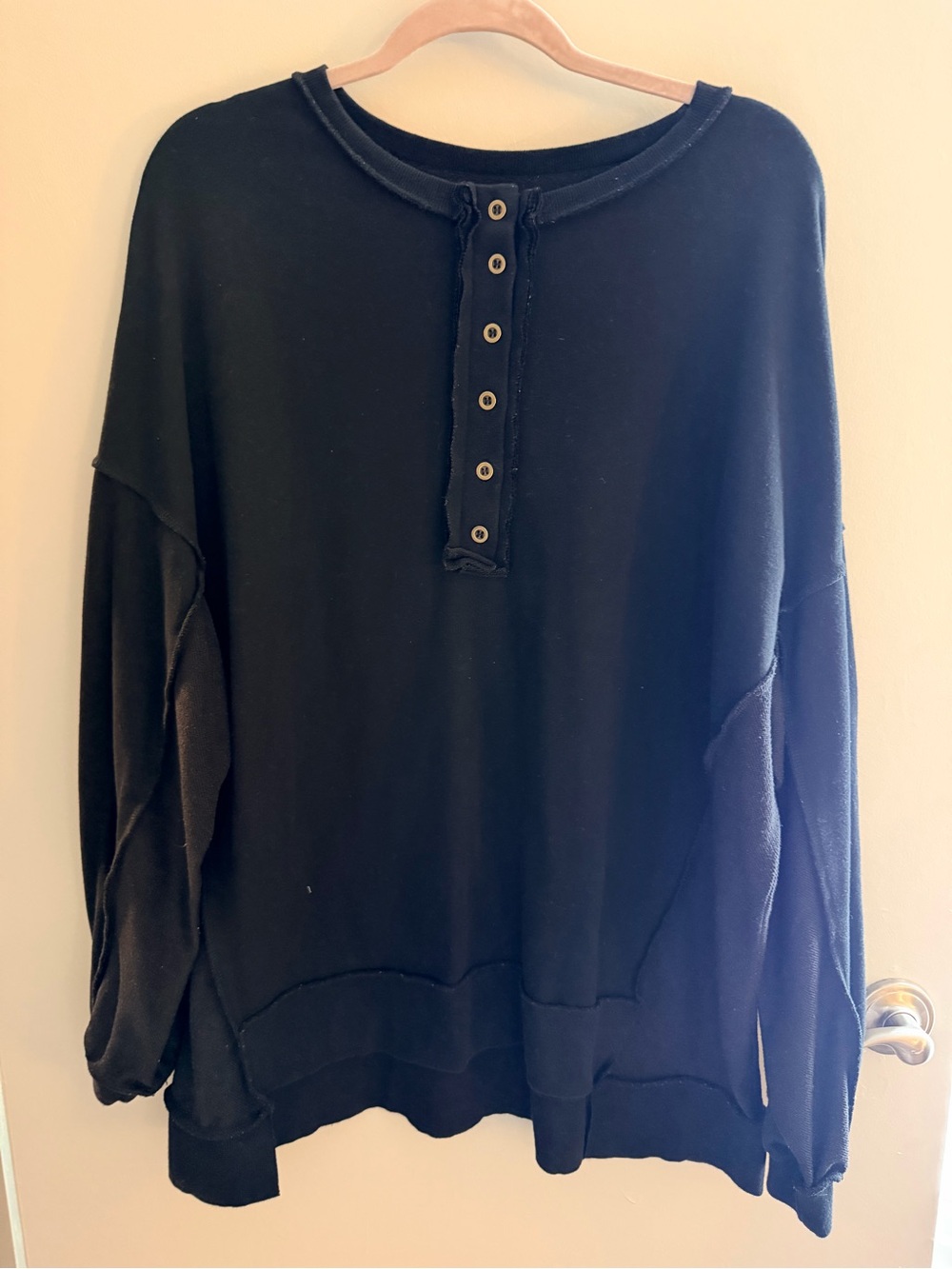 Amazon Black Henley Pullover Sweatshirt